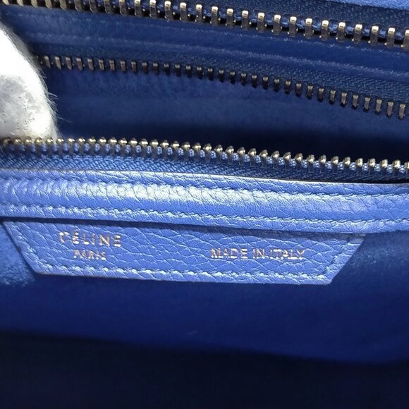 Authentic CELINE Navy Blue Leather Hand Bag mn684-122825 - Picture 14 of 15